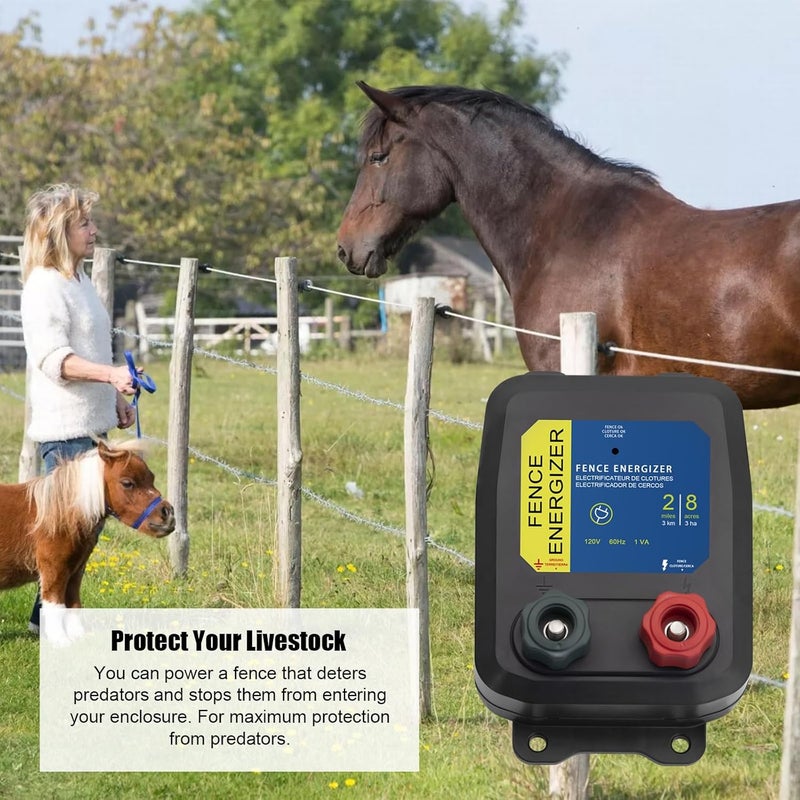 FBULWSEC Electric Fence Energizer with 17 Gauge Aluminum Wire, 2-Mile/ 8 Acres Electric Fence Charger, Livestock Fence Charger for Preventing Raccoons, Squirrels, Chicken Coops, Skunks intruding 0.1 Joule - Image 5
